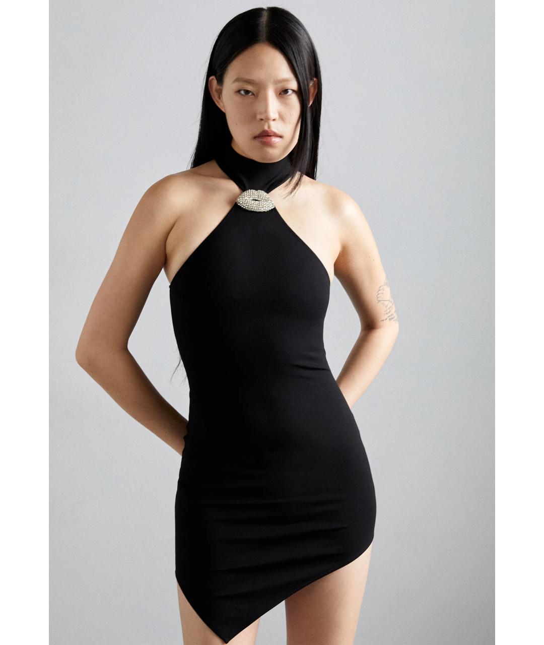 DAVID KOMA Черное вискозное коктейльное платье, фото 8