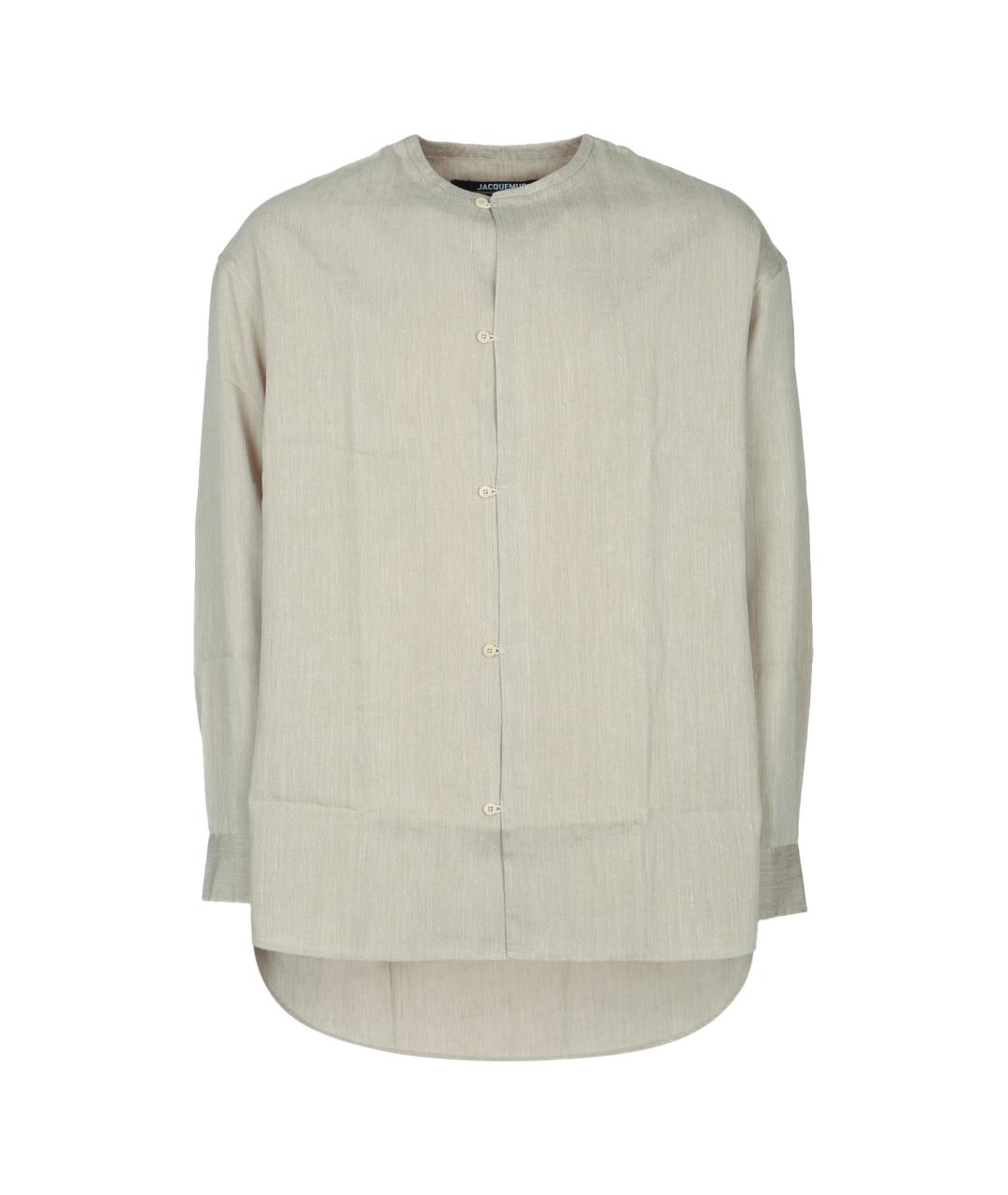 JACQUEMUS Бежевая льняная кэжуал рубашка, фото 1