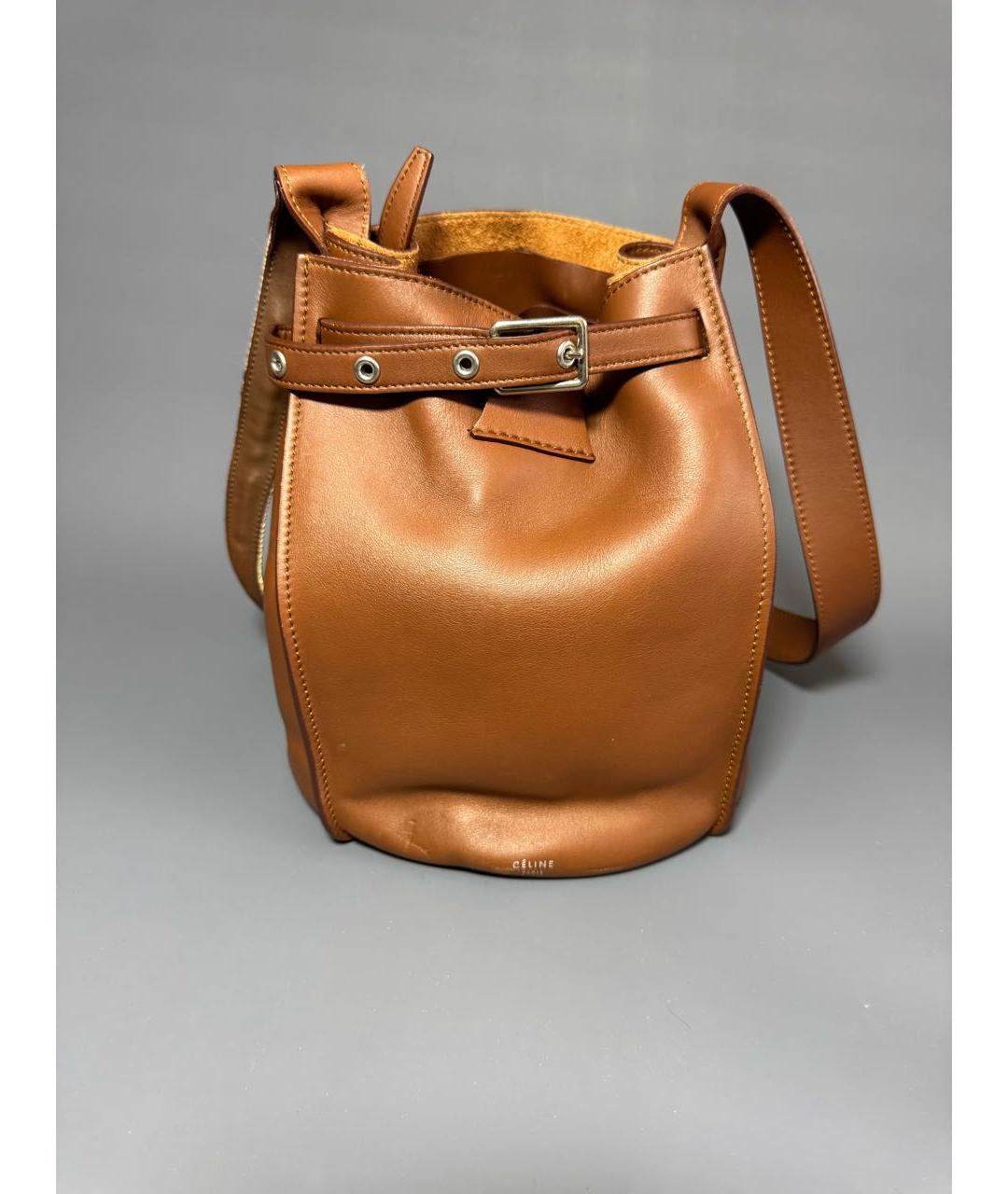 CELINE Коричневая кожаная сумка через плечо, фото 9