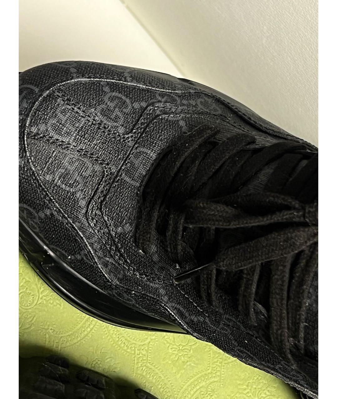 GUCCI Черные кожаные низкие кроссовки / кеды, фото 5