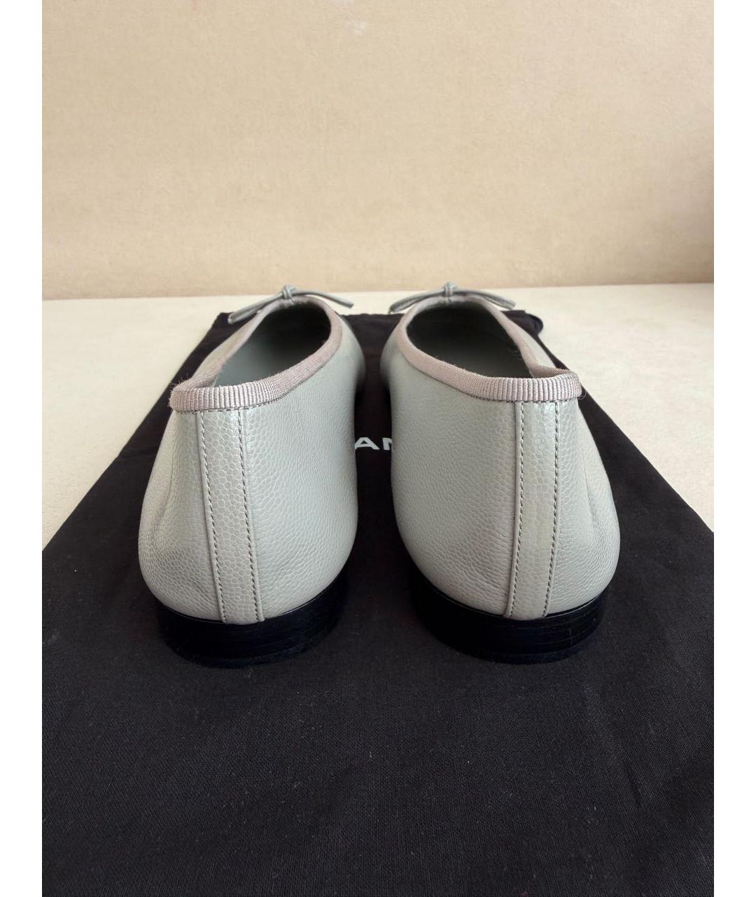 CHANEL Серые кожаные балетки, фото 4