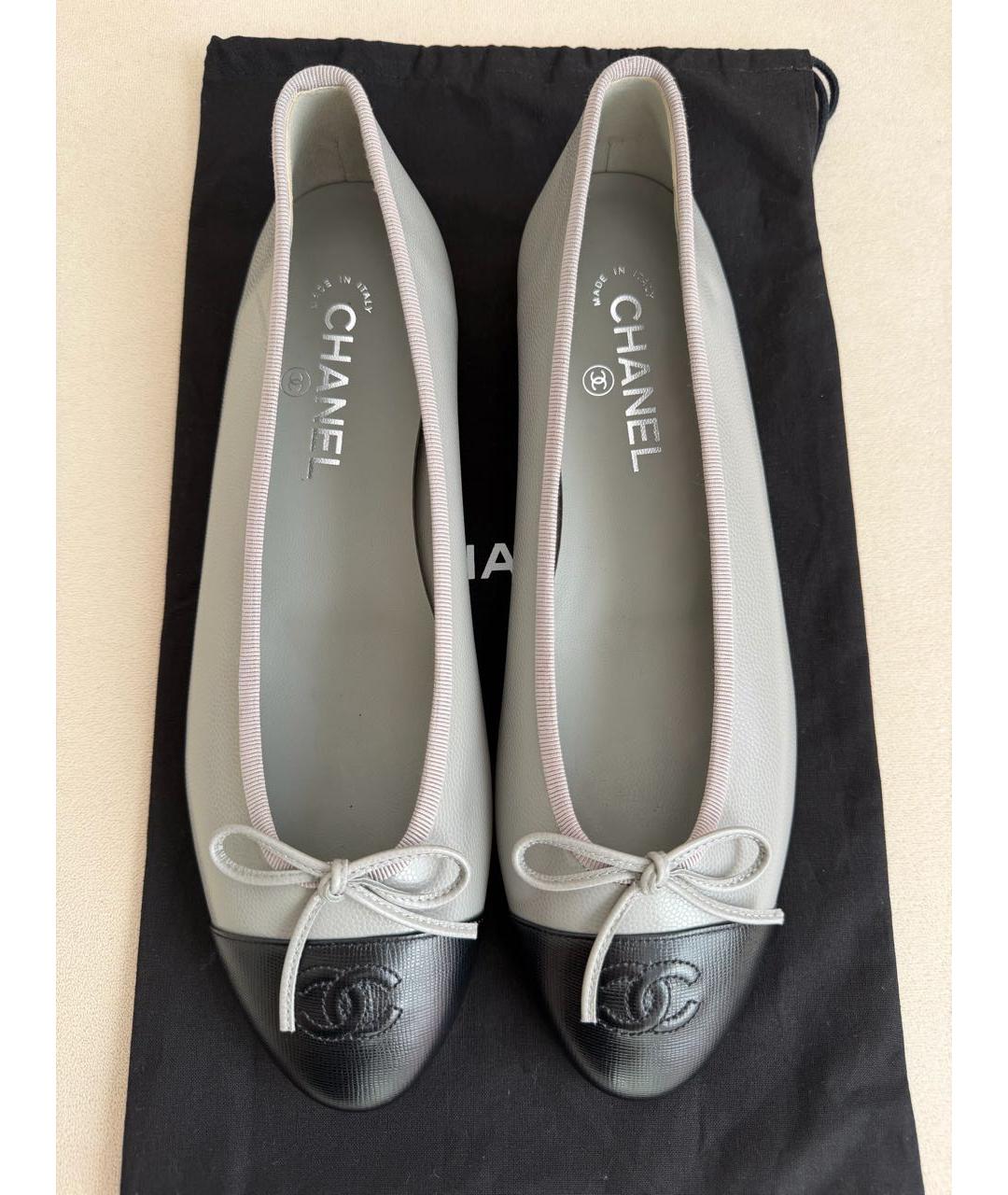CHANEL Серые кожаные балетки, фото 3