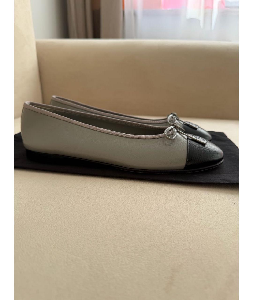 CHANEL Серые кожаные балетки, фото 7