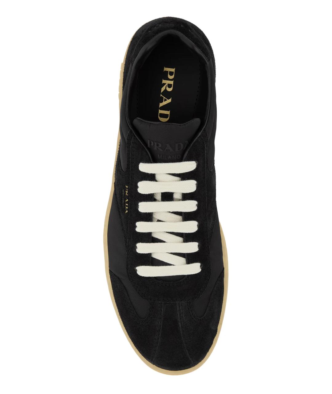 PRADA Черные кожаные низкие кроссовки / кеды, фото 4