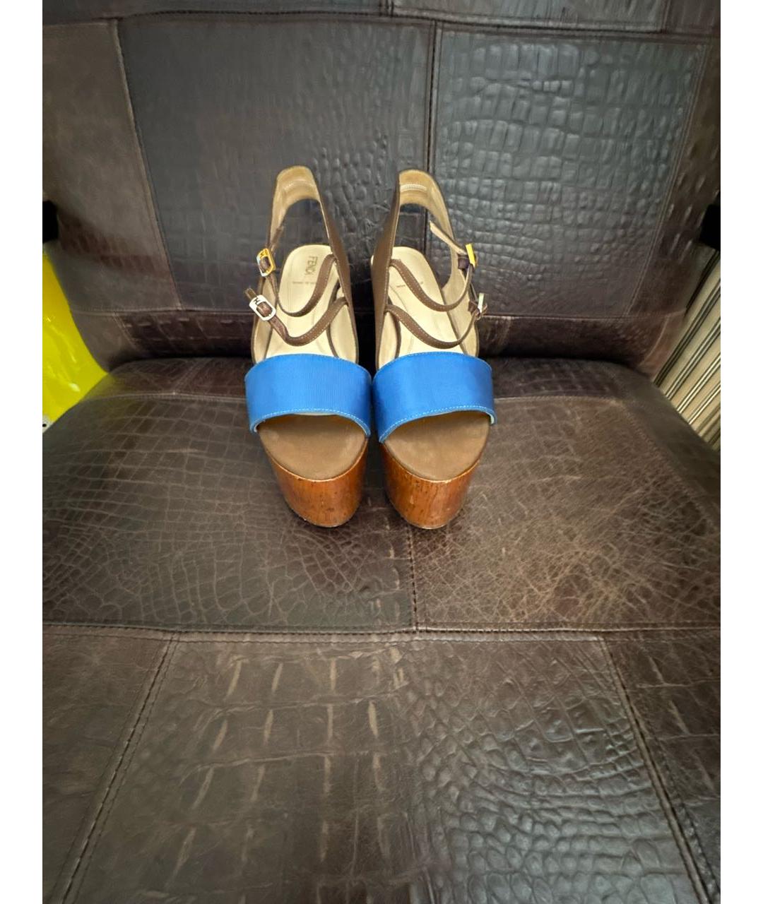 FENDI Мульти текстильные босоножки, фото 2