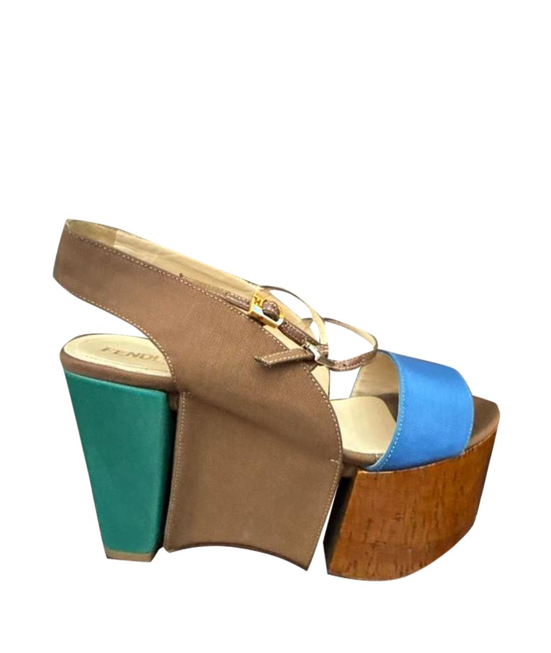 FENDI Мульти текстильные босоножки, фото 1