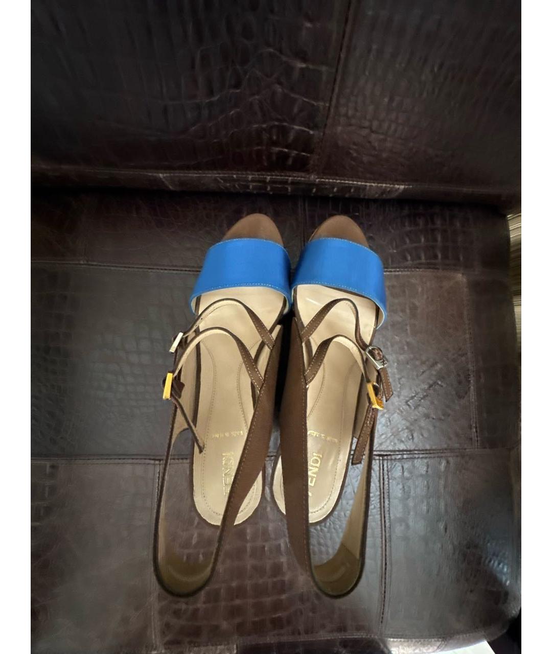 FENDI Мульти текстильные босоножки, фото 3