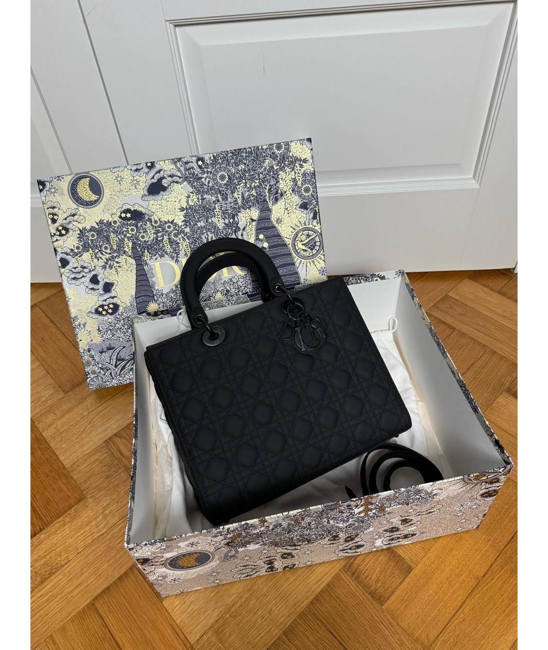 CHRISTIAN DIOR Черная кожаная сумка с короткими ручками, фото 3