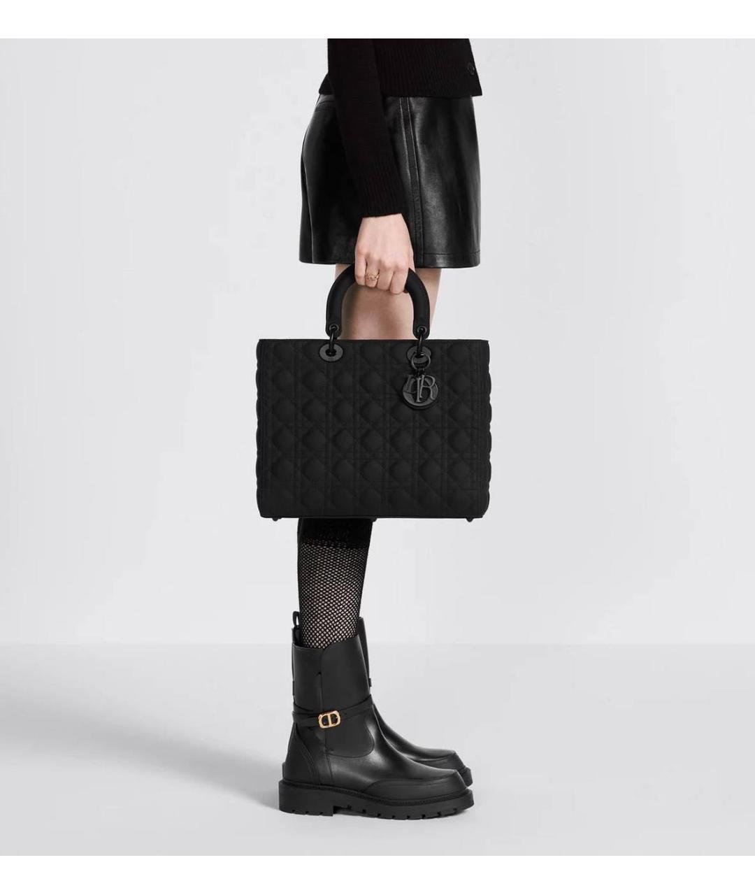 CHRISTIAN DIOR Черная кожаная сумка с короткими ручками, фото 2