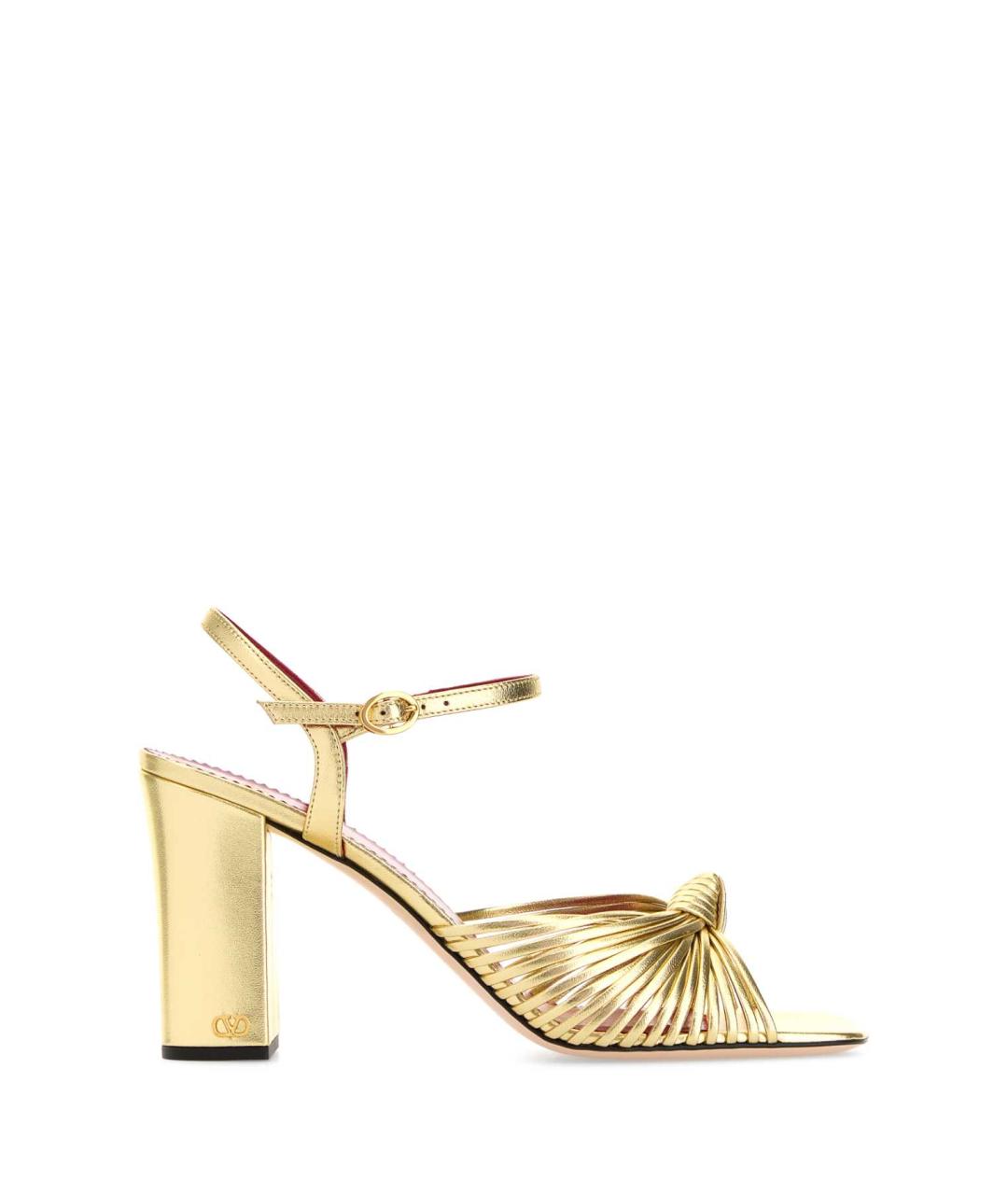VALENTINO Золотые кожаные босоножки, фото 1