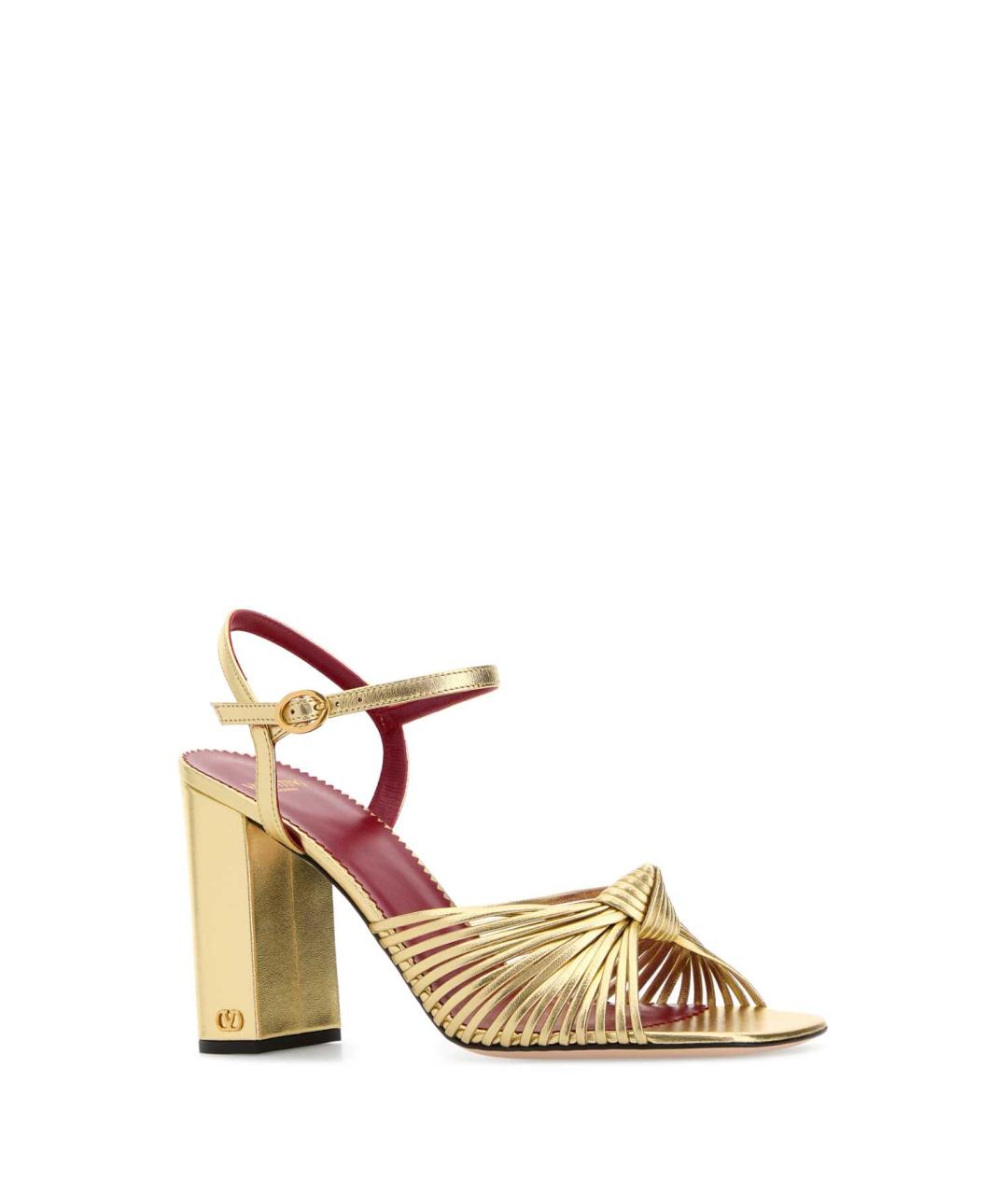 VALENTINO Золотые кожаные босоножки, фото 2