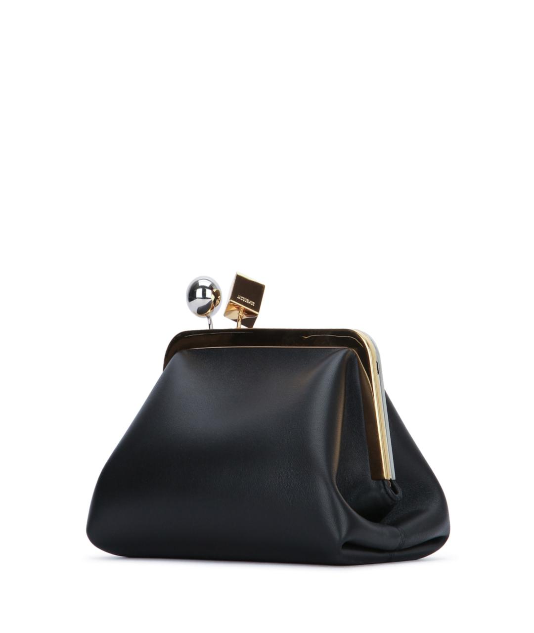 JACQUEMUS Черная кожаная сумка с короткими ручками, фото 2