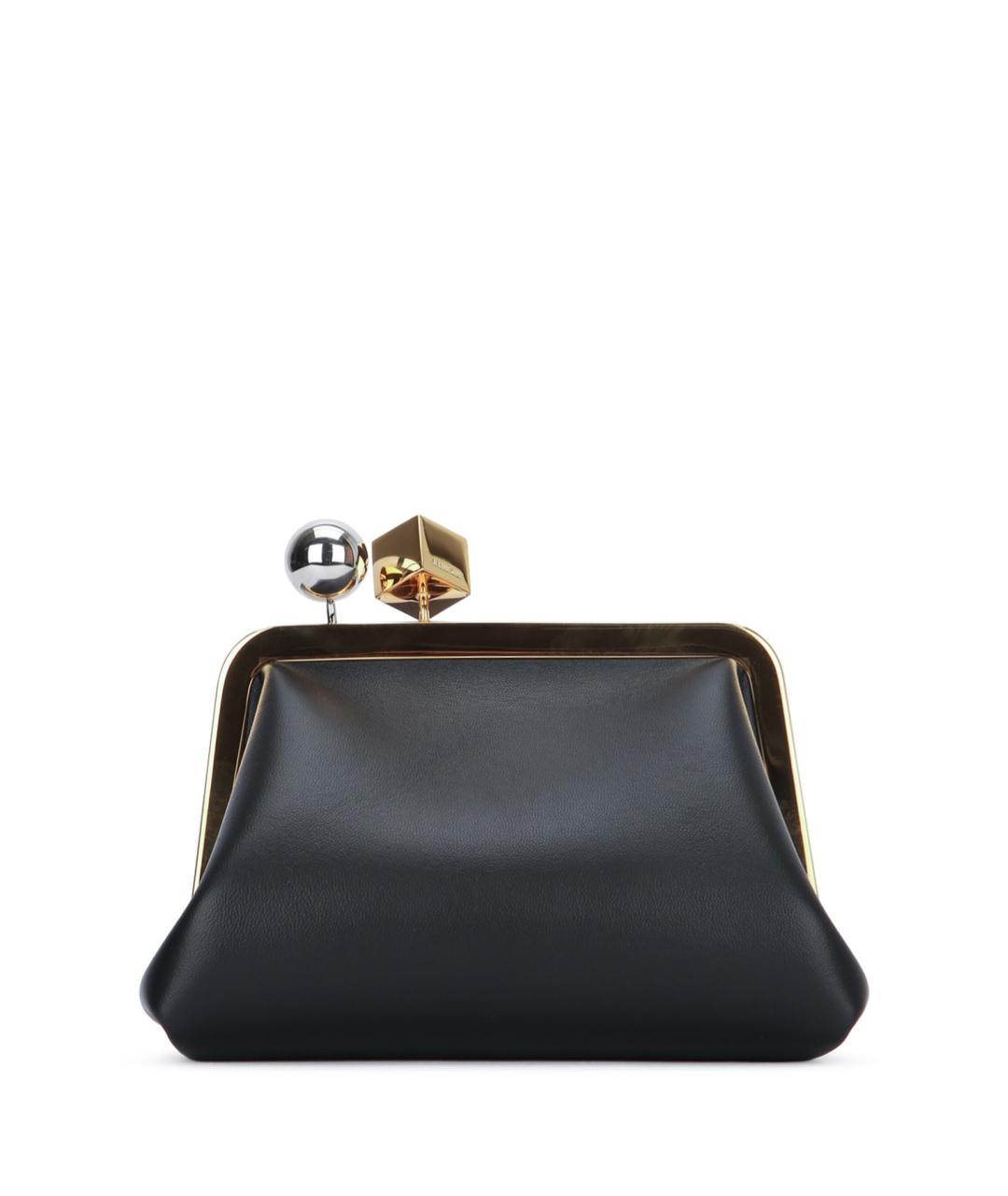 JACQUEMUS Черная кожаная сумка с короткими ручками, фото 1