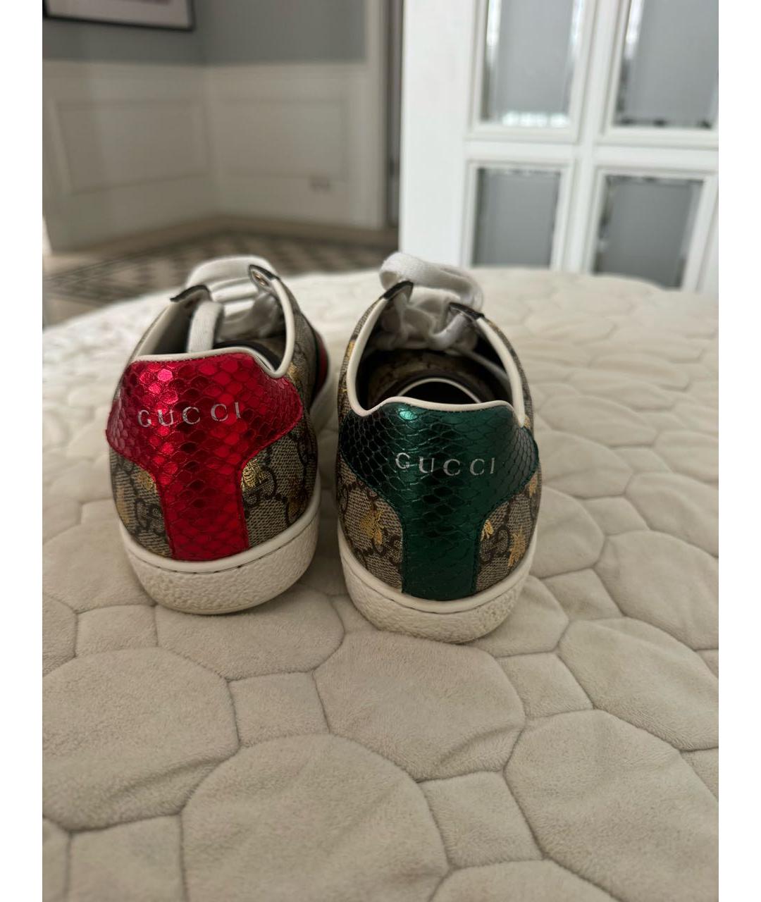 GUCCI Бежевые текстильные кеды, фото 4