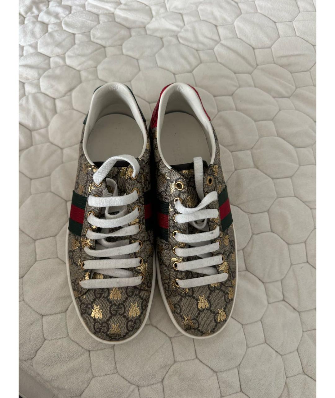 GUCCI Бежевые текстильные кеды, фото 3