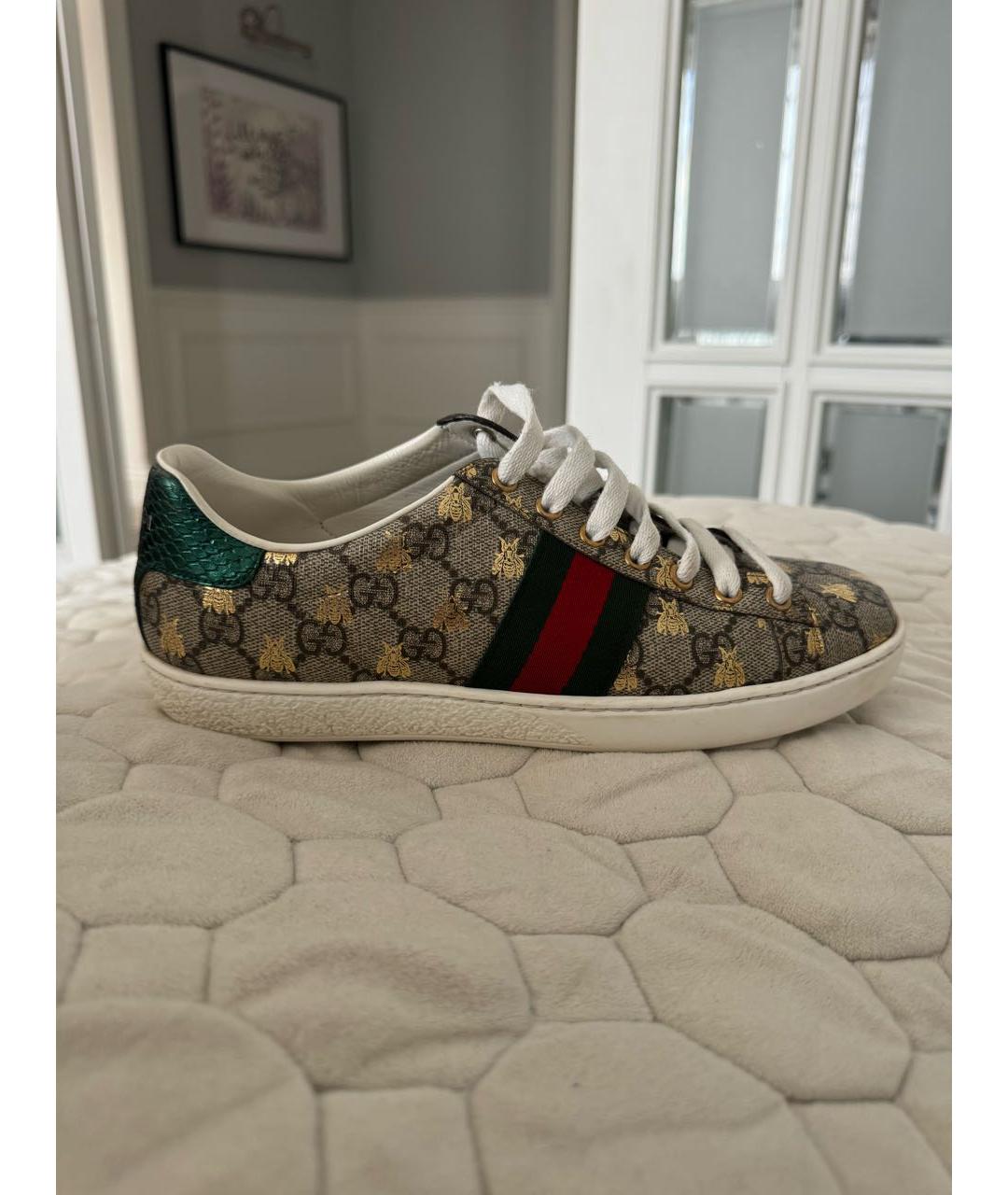 GUCCI Бежевые текстильные кеды, фото 5