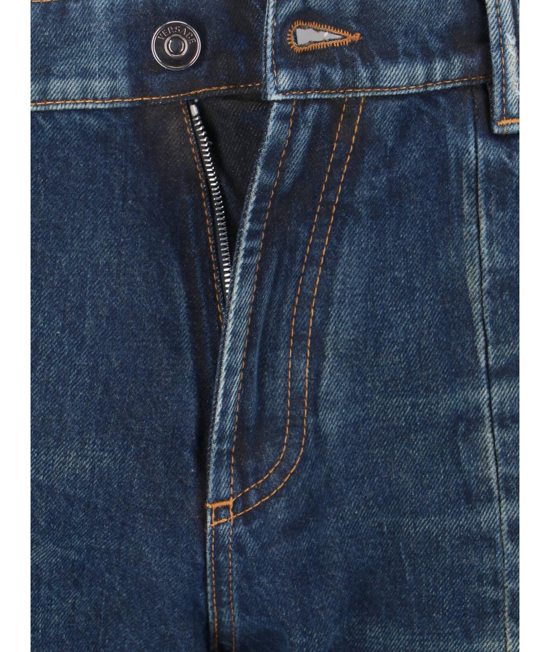VERSACE Синие хлопковые прямые джинсы, фото 5