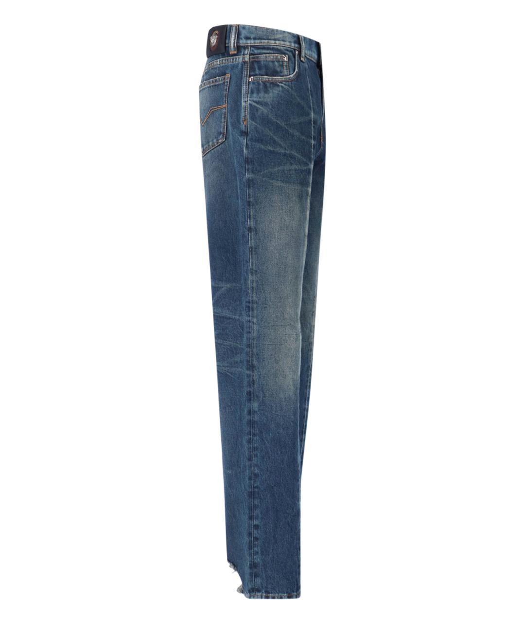 VERSACE Синие хлопковые прямые джинсы, фото 3