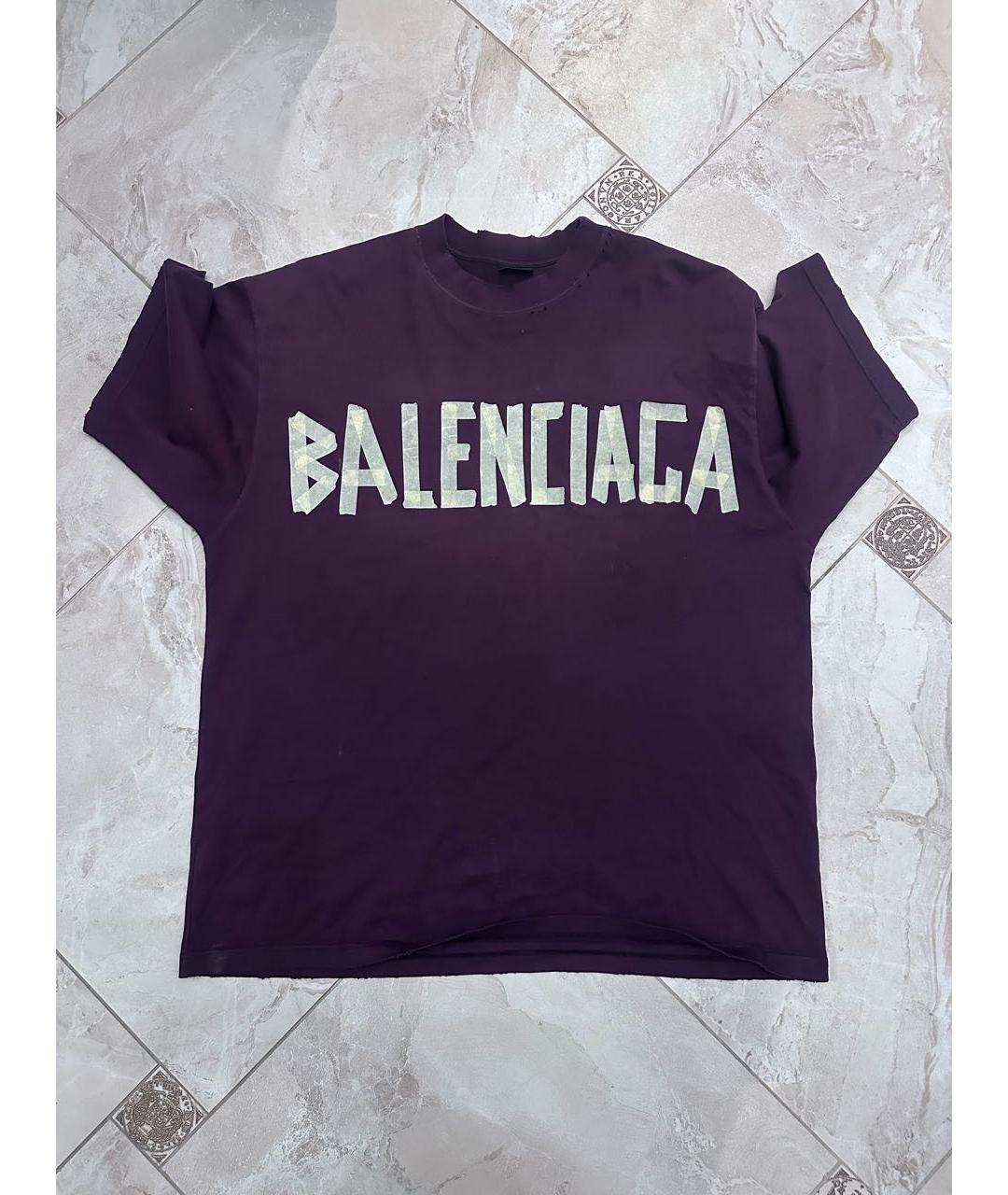 BALENCIAGA Бордовая хлопковая футболка, фото 5