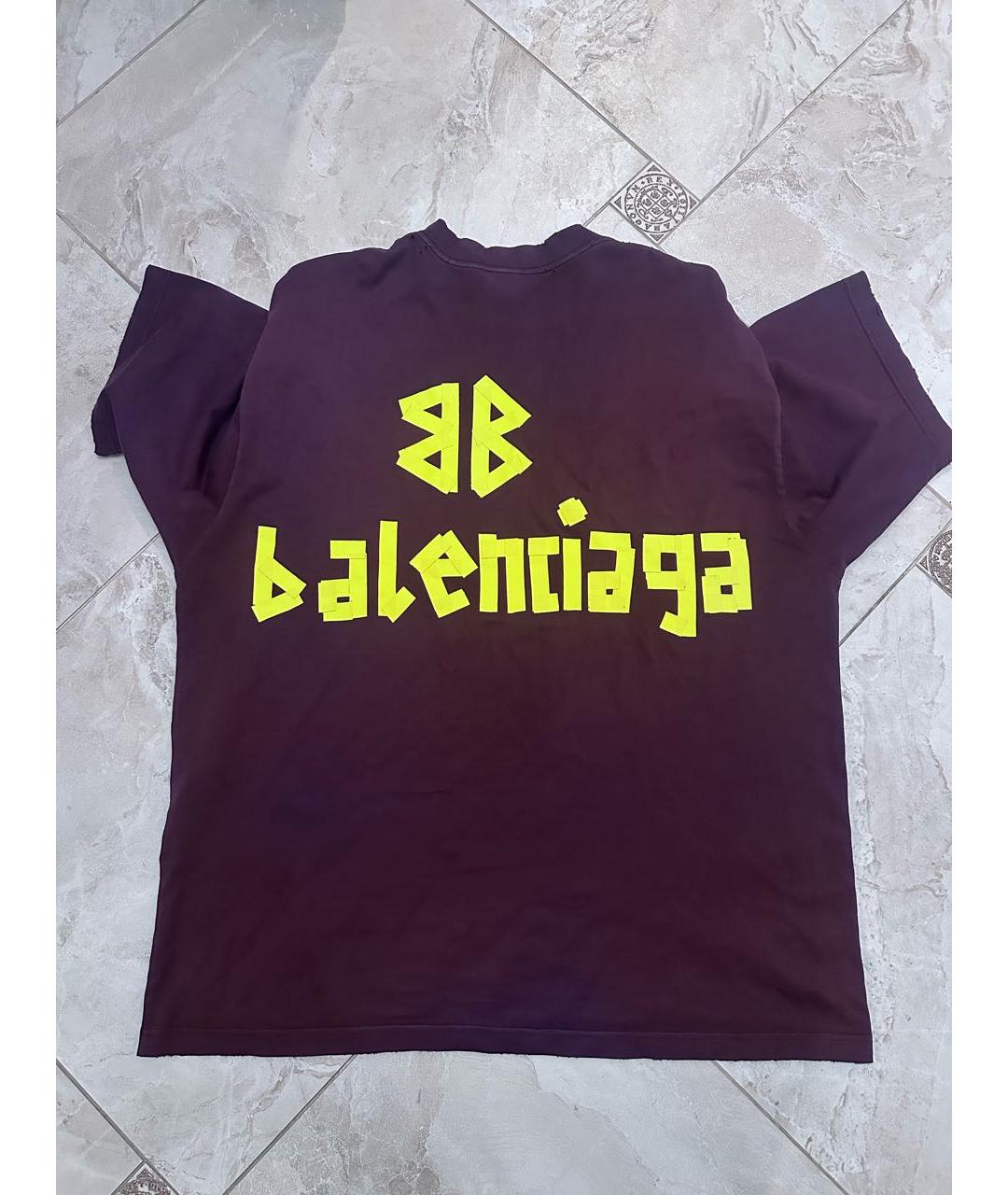 BALENCIAGA Бордовая хлопковая футболка, фото 2