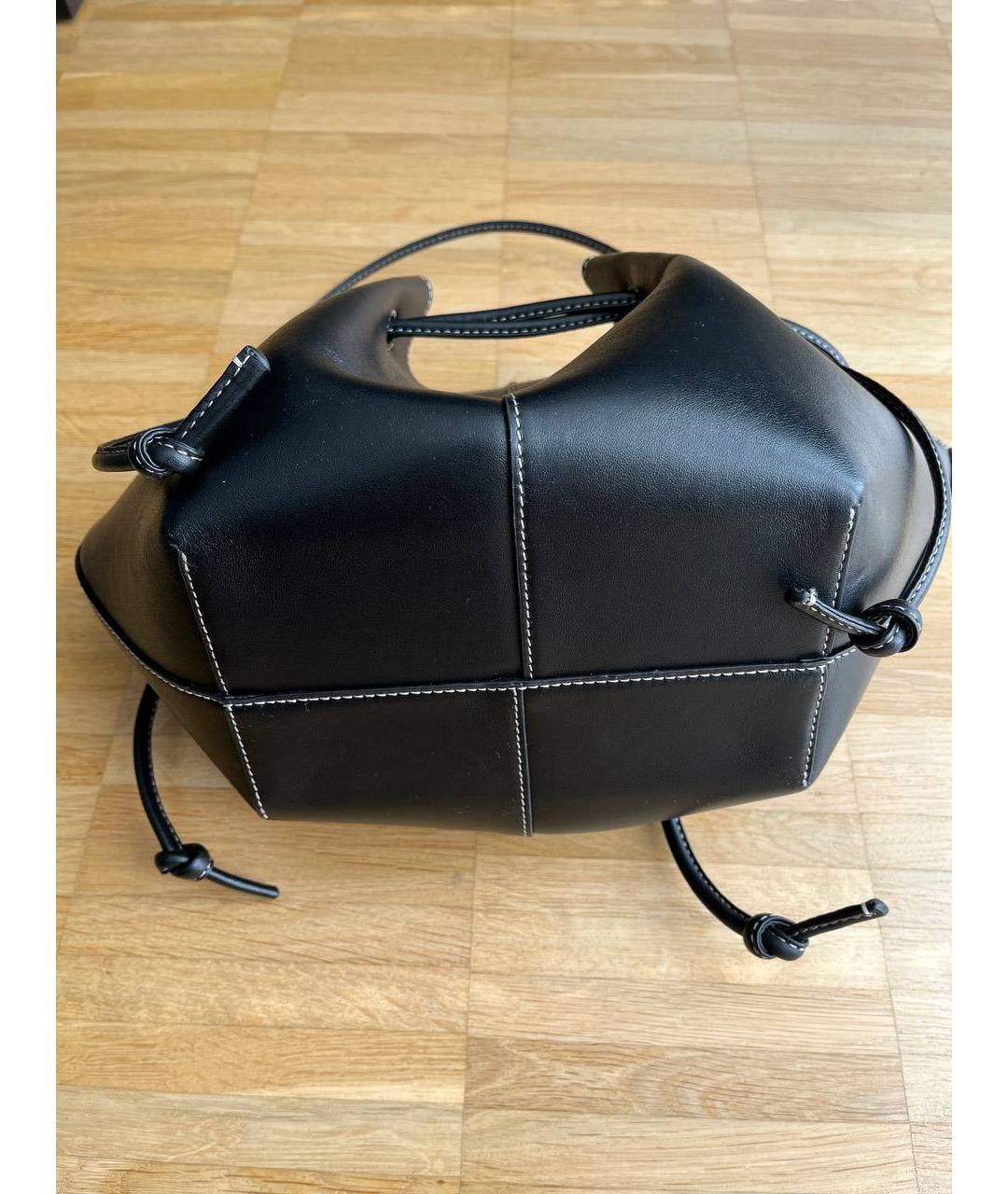 YUZEFI Черная кожаная сумка тоут, фото 4