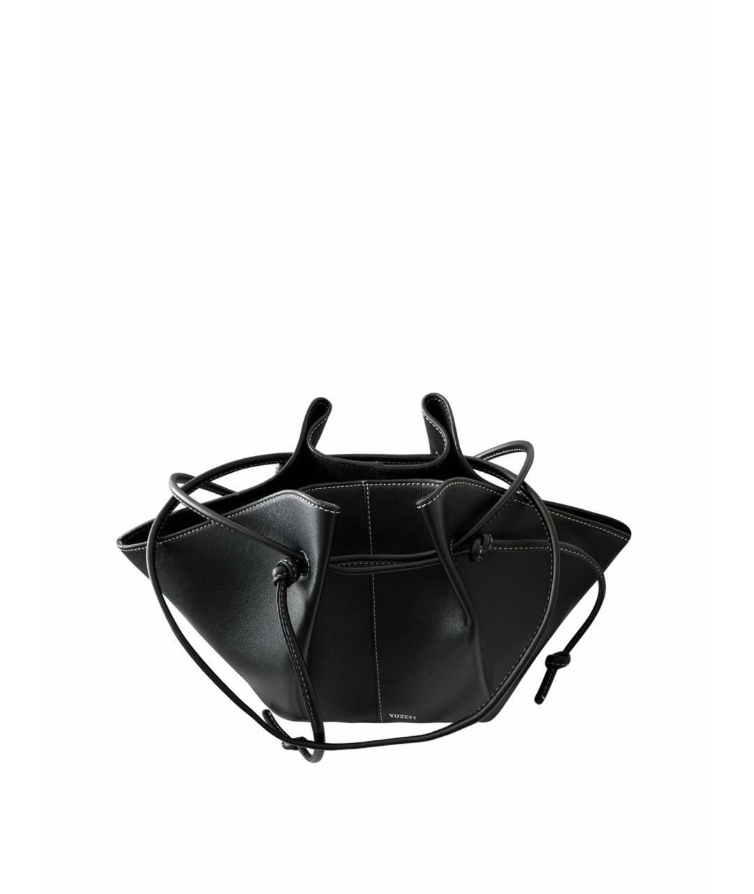 YUZEFI Черная кожаная сумка тоут, фото 1