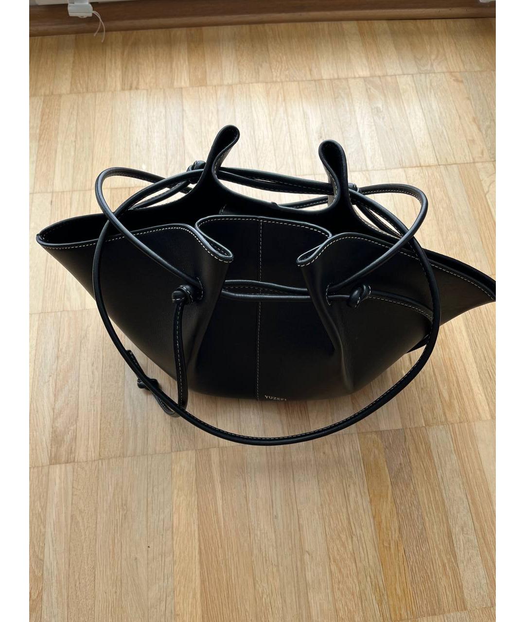 YUZEFI Черная кожаная сумка тоут, фото 6