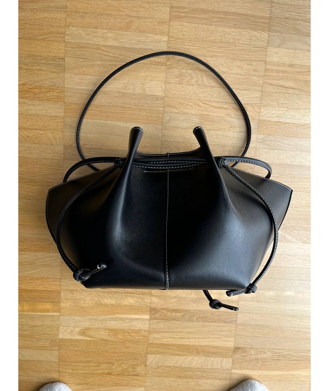 YUZEFI Черная кожаная сумка тоут, фото 3