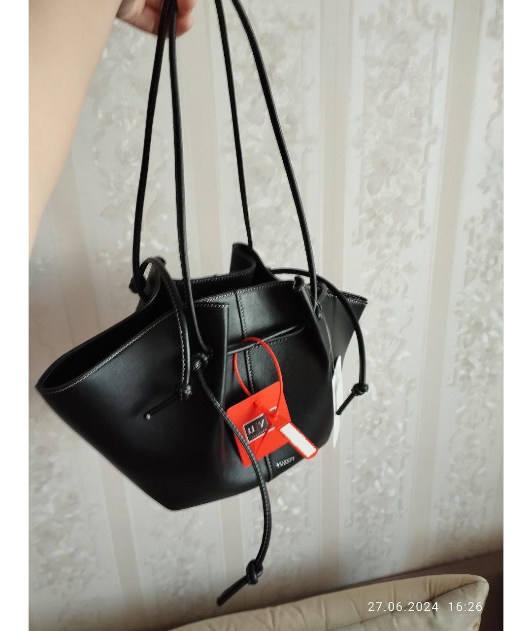 YUZEFI Черная кожаная сумка тоут, фото 2