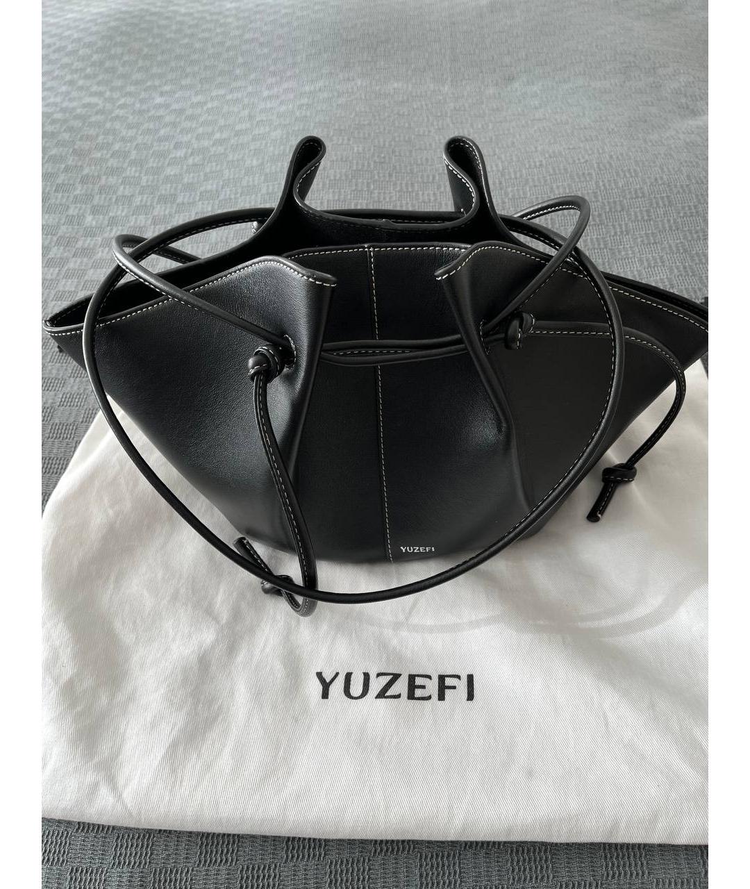 YUZEFI Черная кожаная сумка тоут, фото 8