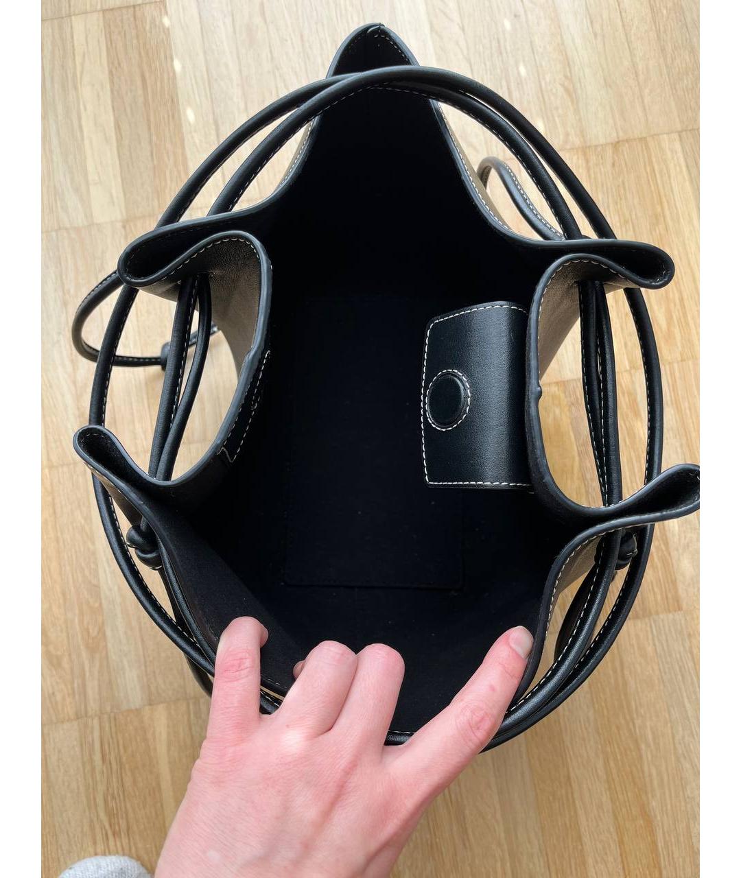 YUZEFI Черная кожаная сумка тоут, фото 5