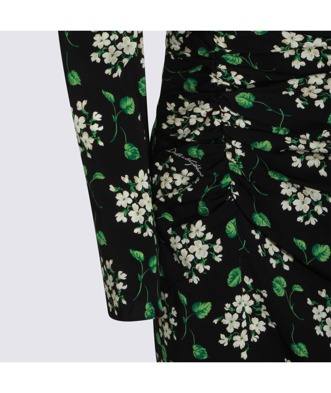 DOLCE&GABBANA Черное шелковое повседневное платье, фото 3