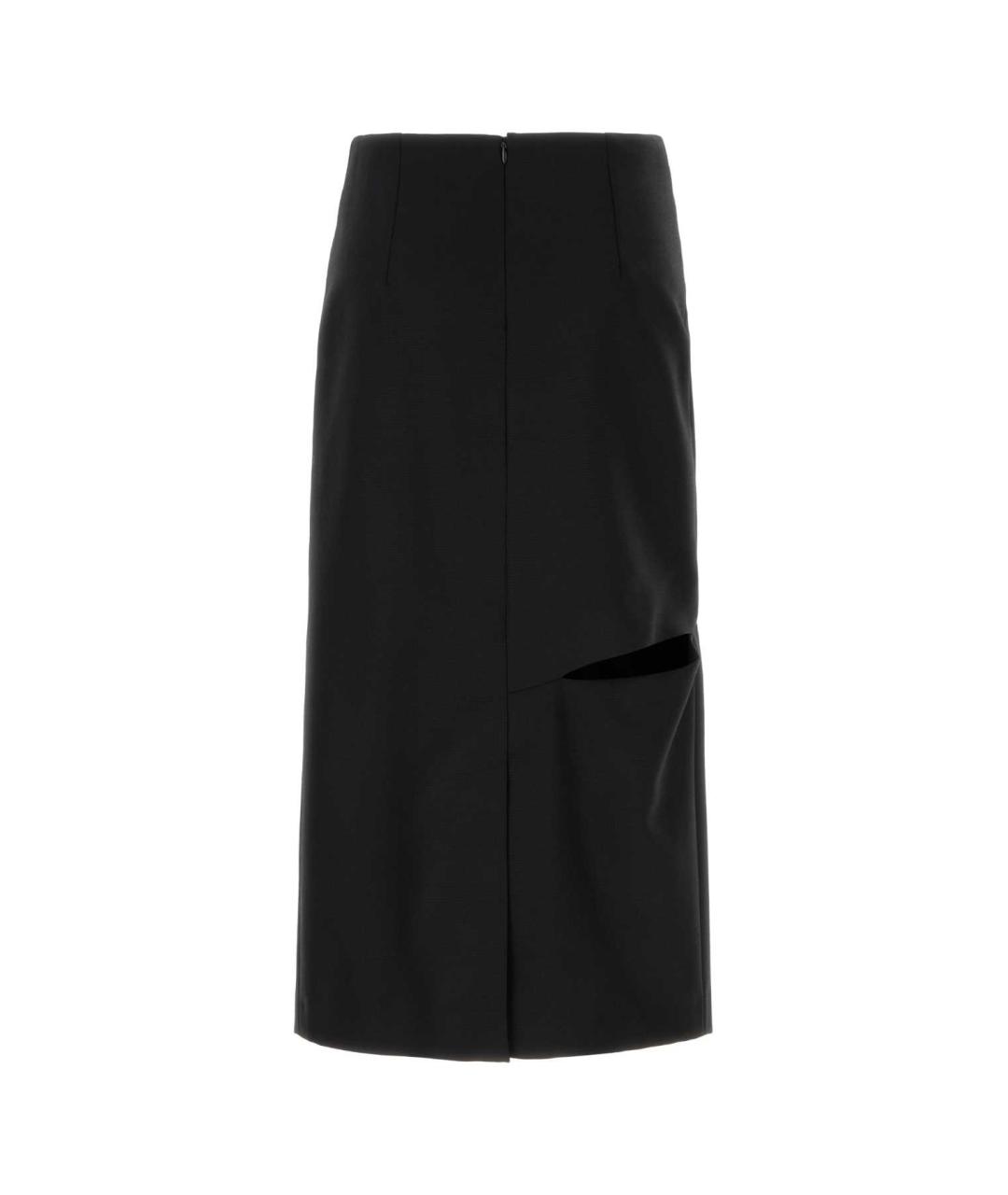 JIL SANDER Черная шерстяная юбка миди, фото 2