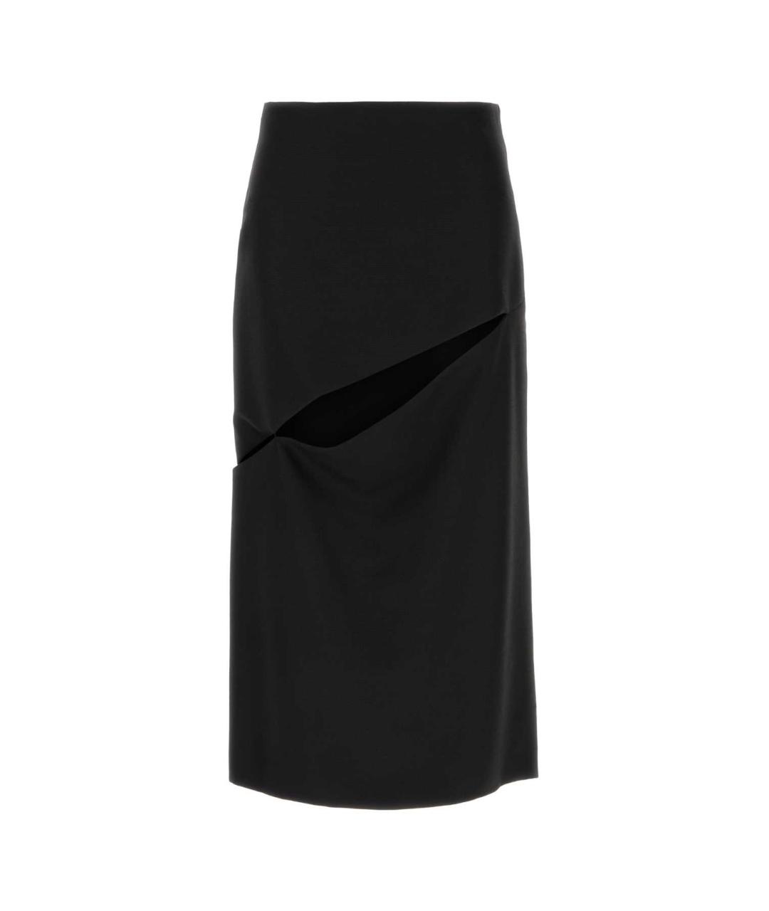 JIL SANDER Черная шерстяная юбка миди, фото 1