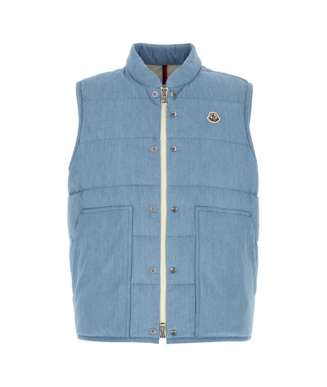MONCLER Голубой полиэстеровый жилет, фото 1