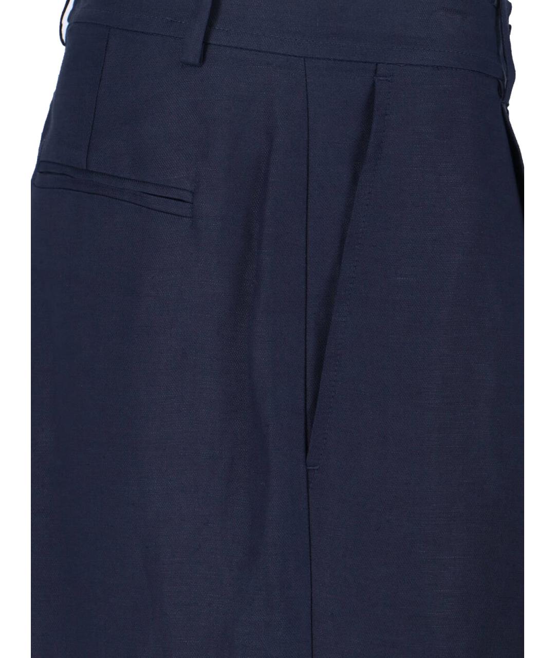 RALPH LAUREN Синие льняные прямые брюки, фото 4