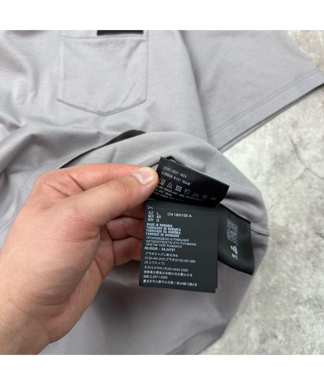 PRADA Антрацитовая хлопковая футболка, фото 5