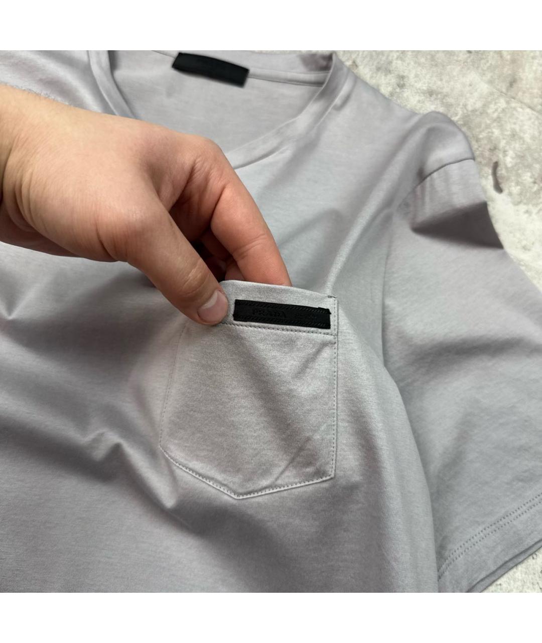 PRADA Антрацитовая хлопковая футболка, фото 2