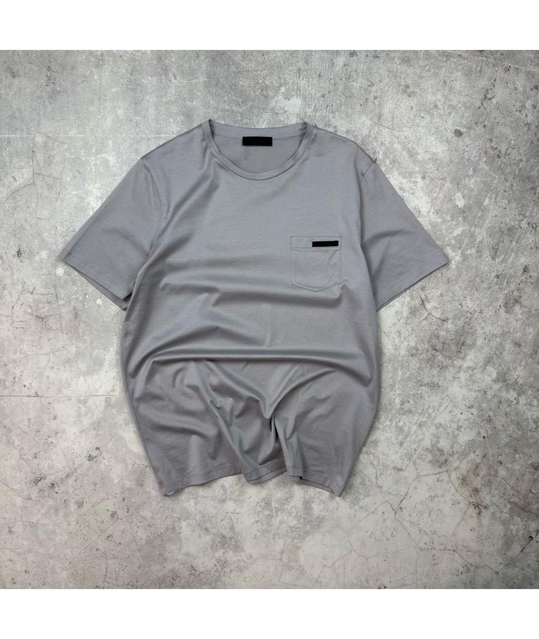 PRADA Антрацитовая хлопковая футболка, фото 6