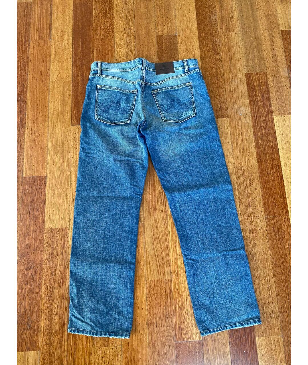 LUIGI BORRELLI Синие хлопковые прямые джинсы, фото 2
