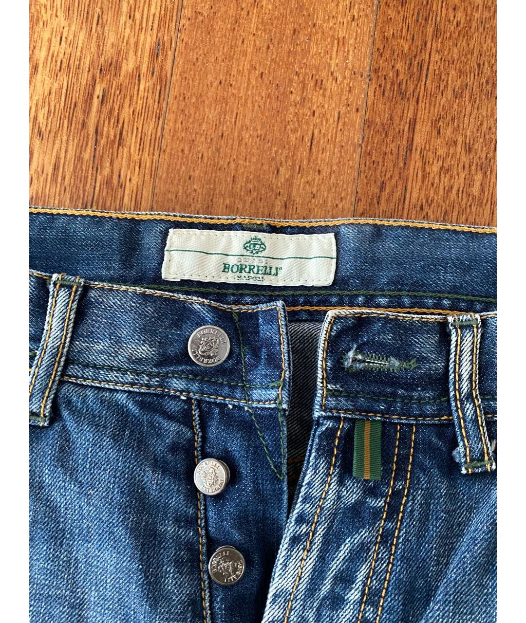 LUIGI BORRELLI Синие хлопковые прямые джинсы, фото 3
