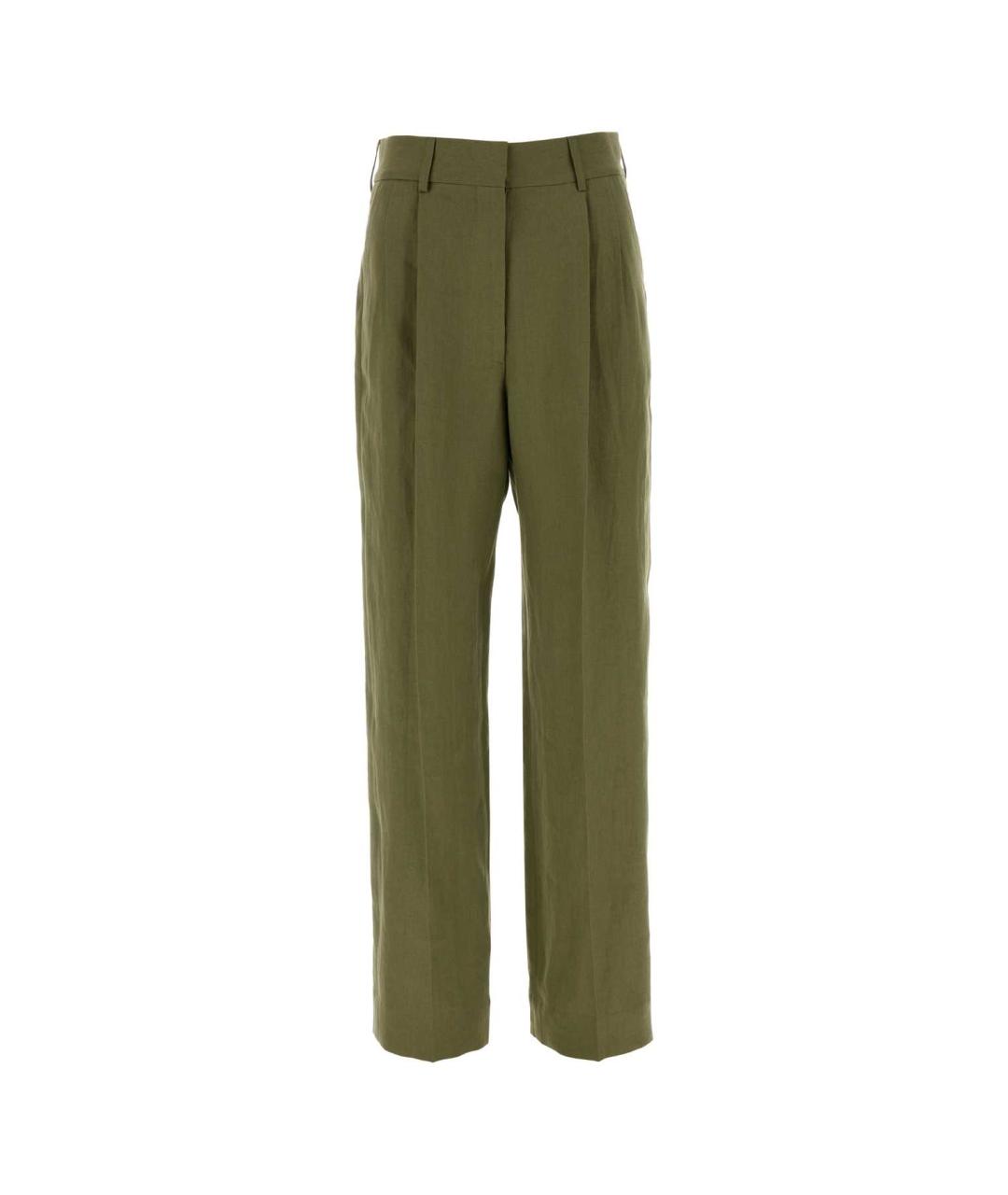 BLAZE MILANO Зеленые льняные прямые брюки, фото 1