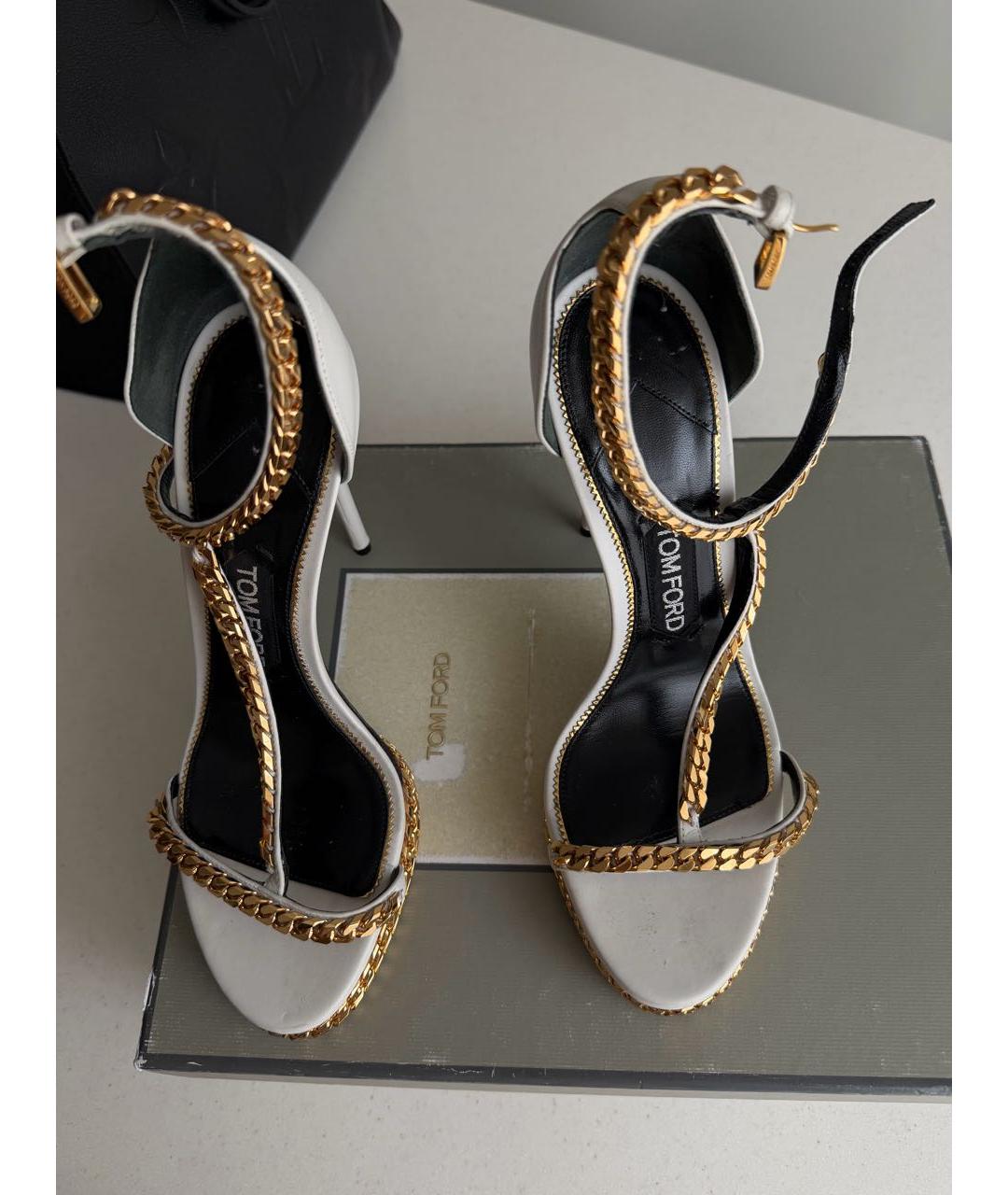 TOM FORD Белые кожаные босоножки, фото 5