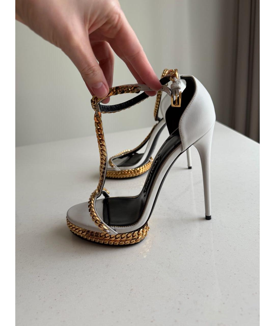 TOM FORD Белые кожаные босоножки, фото 7