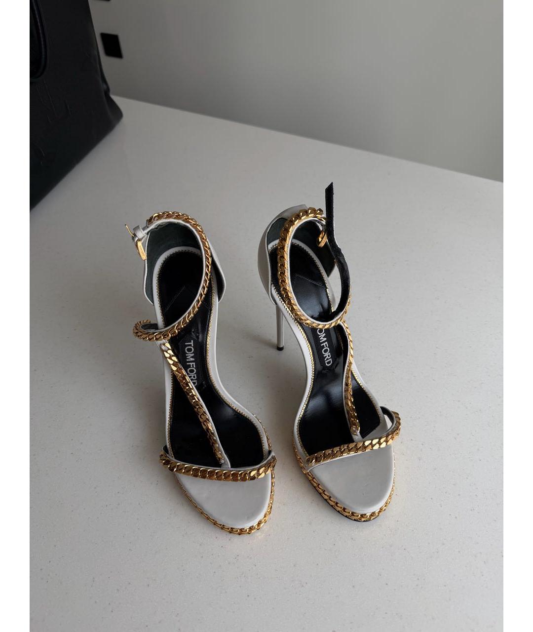 TOM FORD Белые кожаные босоножки, фото 2