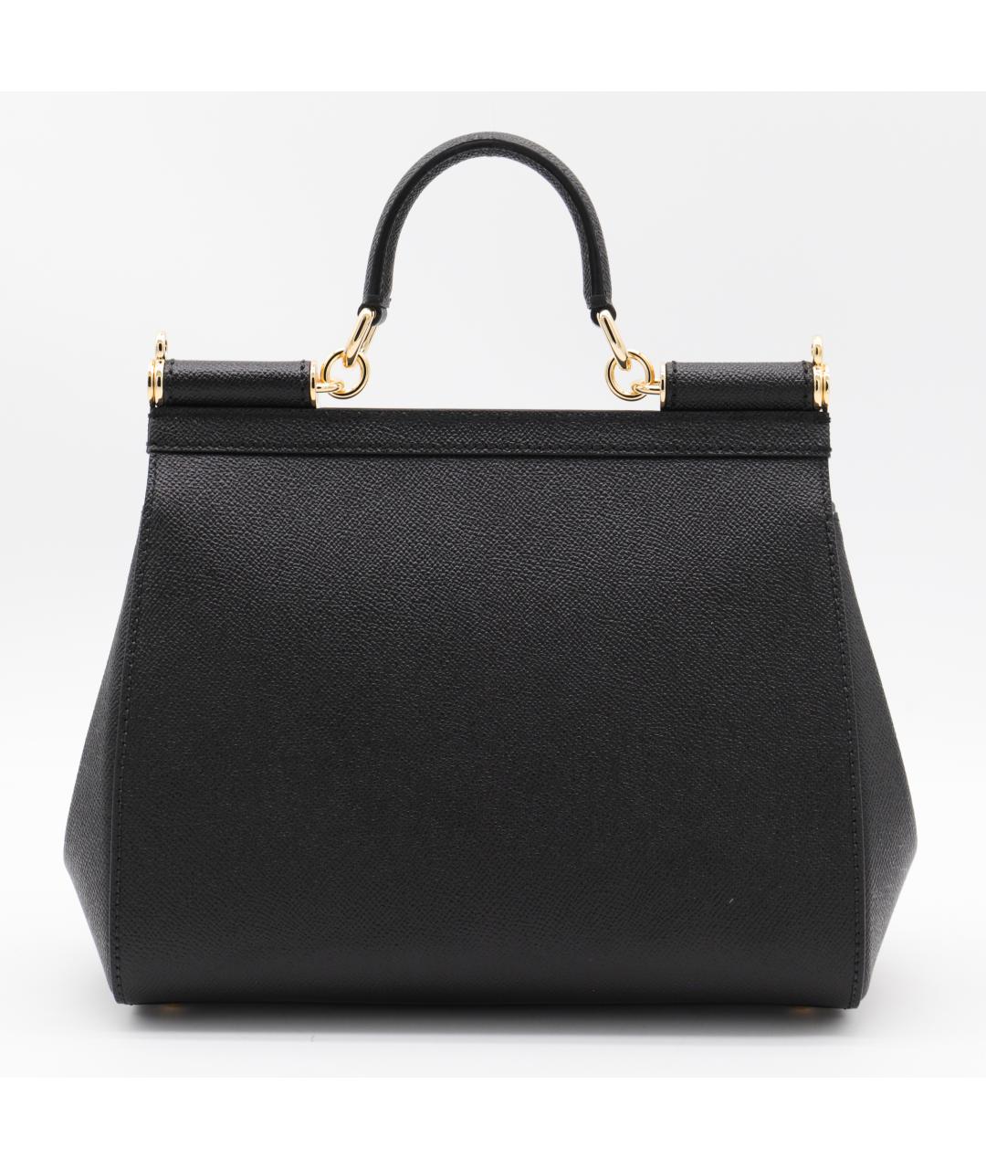 DOLCE&GABBANA Черная кожаная сумка тоут, фото 3