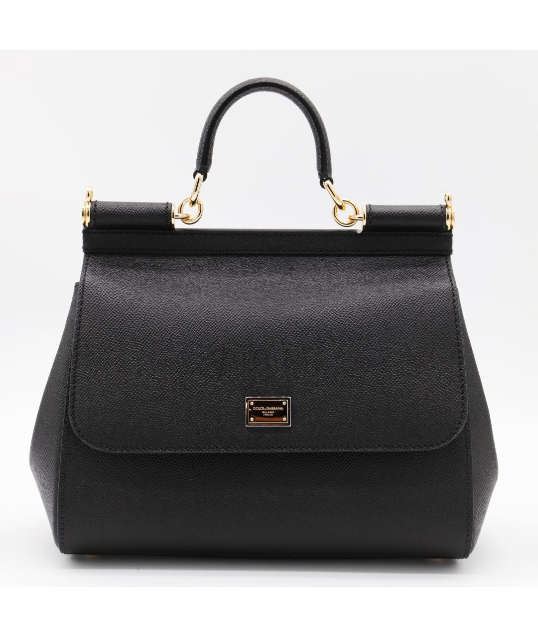 DOLCE&GABBANA Черная кожаная сумка тоут, фото 5