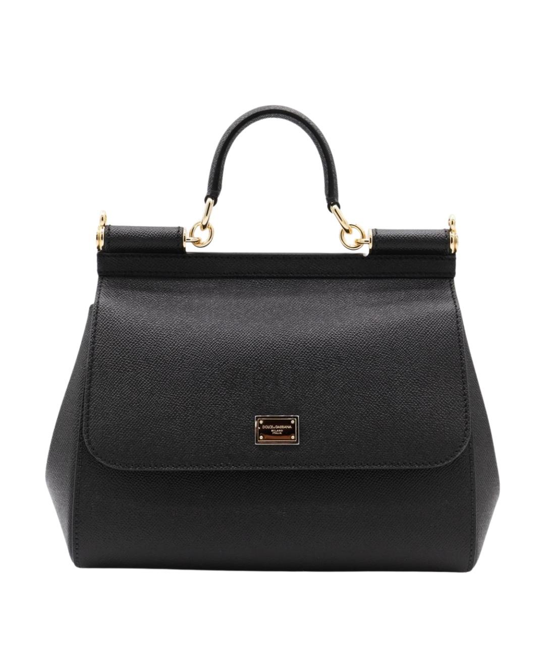 DOLCE&GABBANA Черная кожаная сумка тоут, фото 1