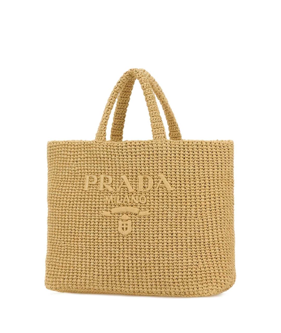 PRADA Бежевая пелетеная сумка тоут, фото 2