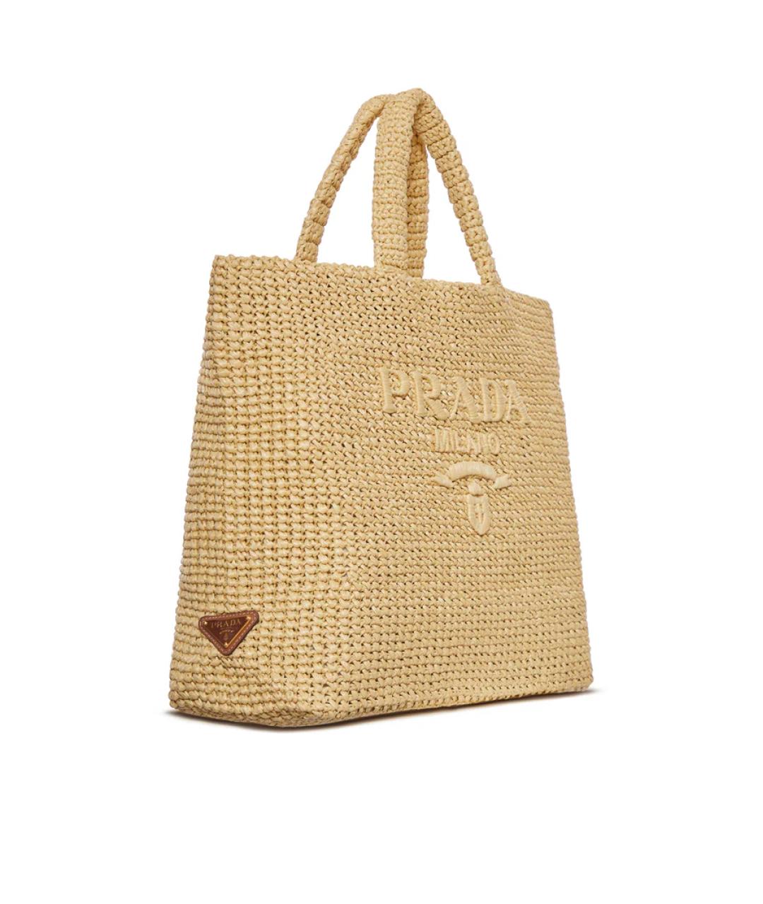 PRADA Бежевая пелетеная сумка тоут, фото 3